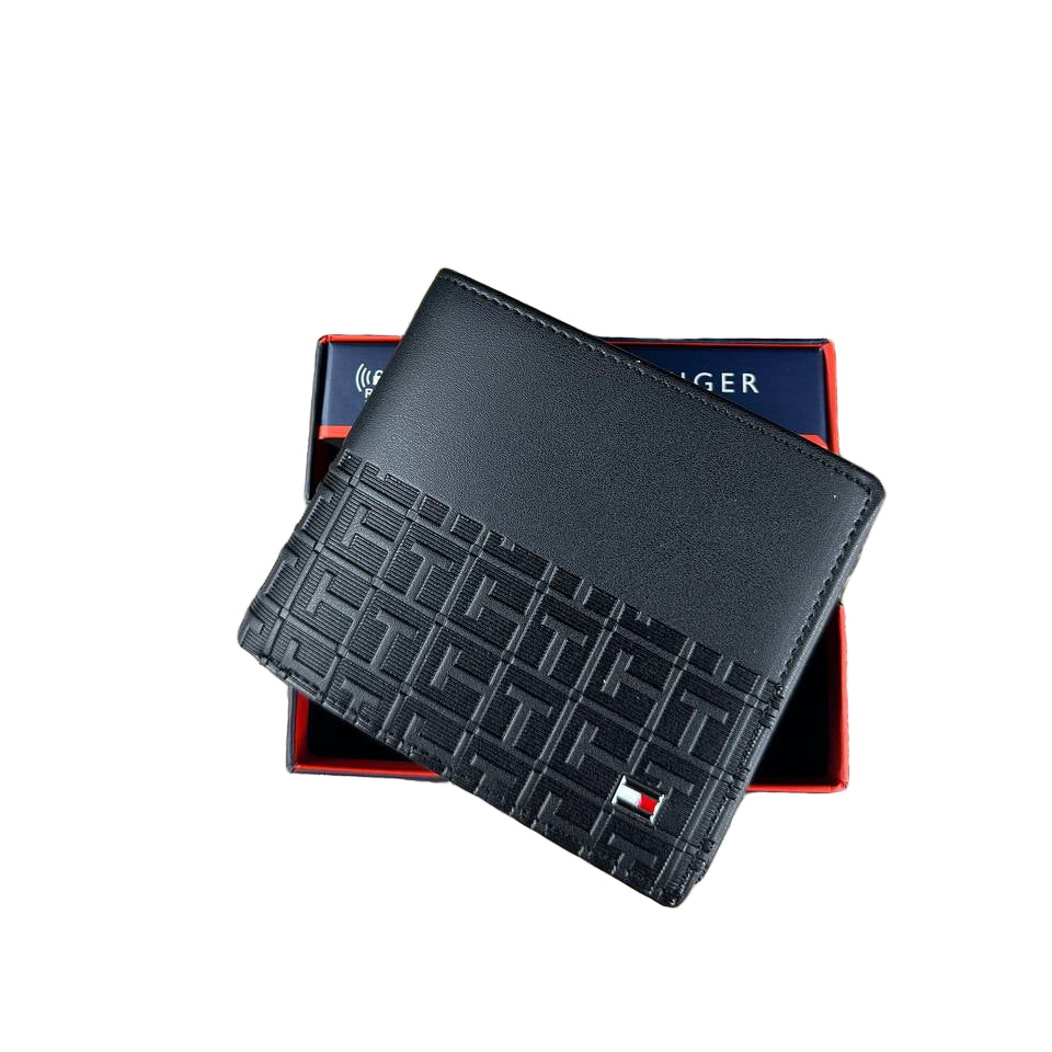 Tommy Hilfiger Men's Black Leather Bi-Fold Coin Pocket Wallet 🖤💰🚩