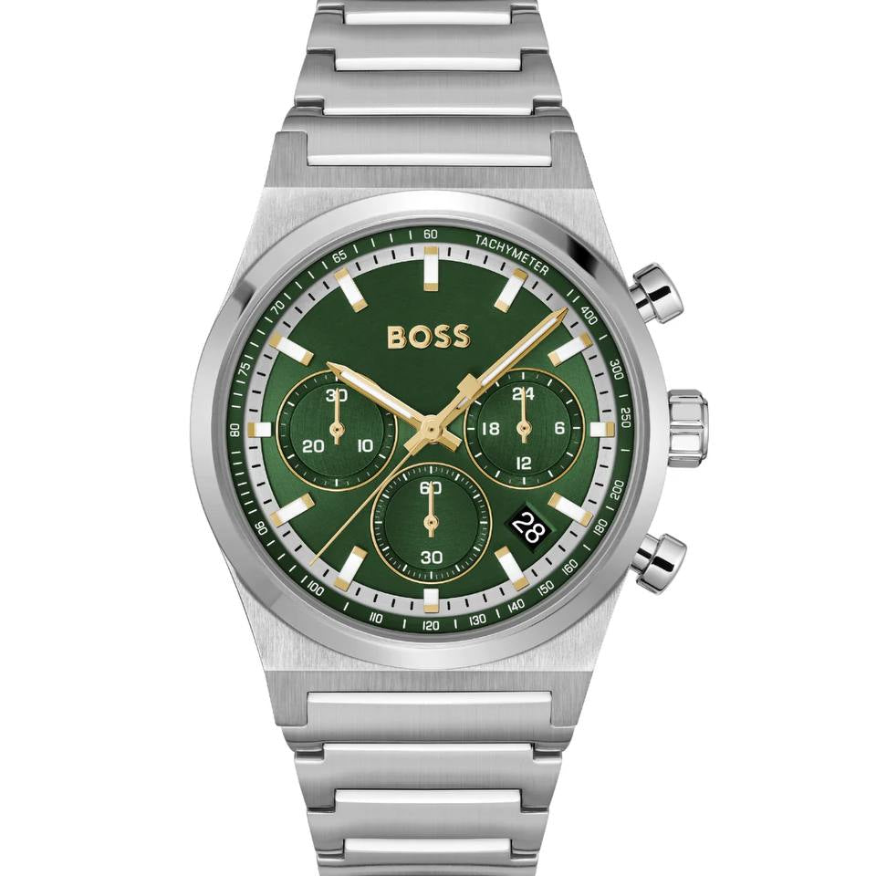 BOSS Velocity Green Dial Chronograph Watch 💚⌚🌟