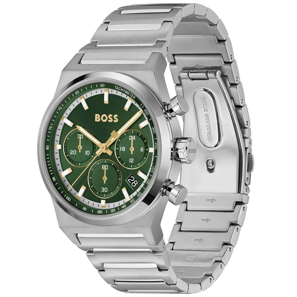 BOSS Velocity Green Dial Chronograph Watch 💚⌚🌟