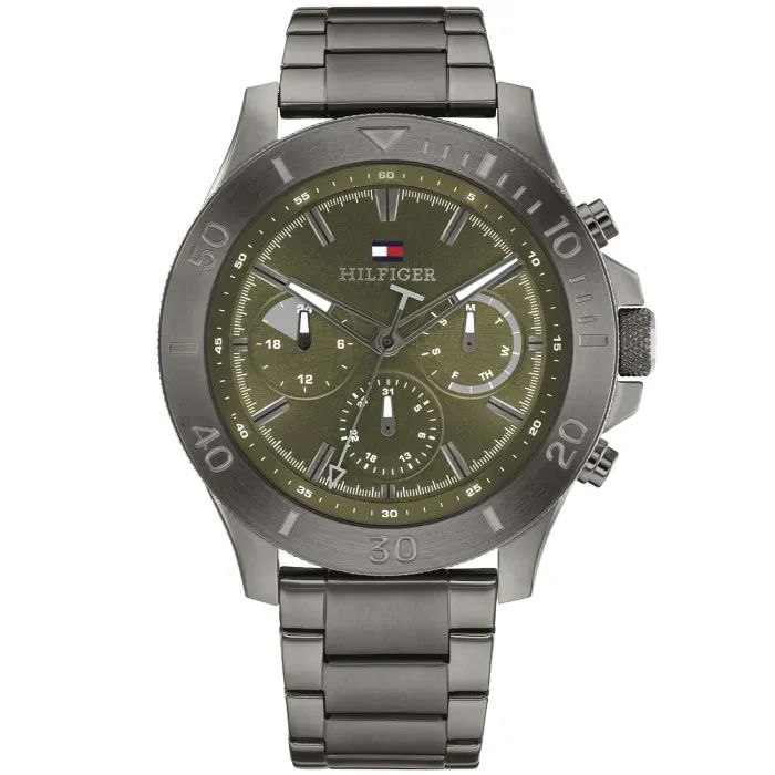 Tommy Hilfiger Men's Chronograph Green Dial Gunmetal Sport Watch ⌚️🪖⚙️