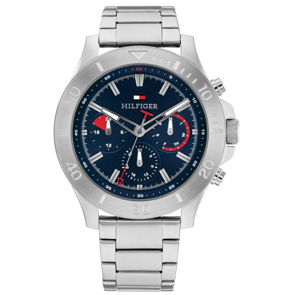 Tommy Hilfiger Men's Chronograph Blue Dial Green Bezel Dive Watch ⌚️🌊🟢