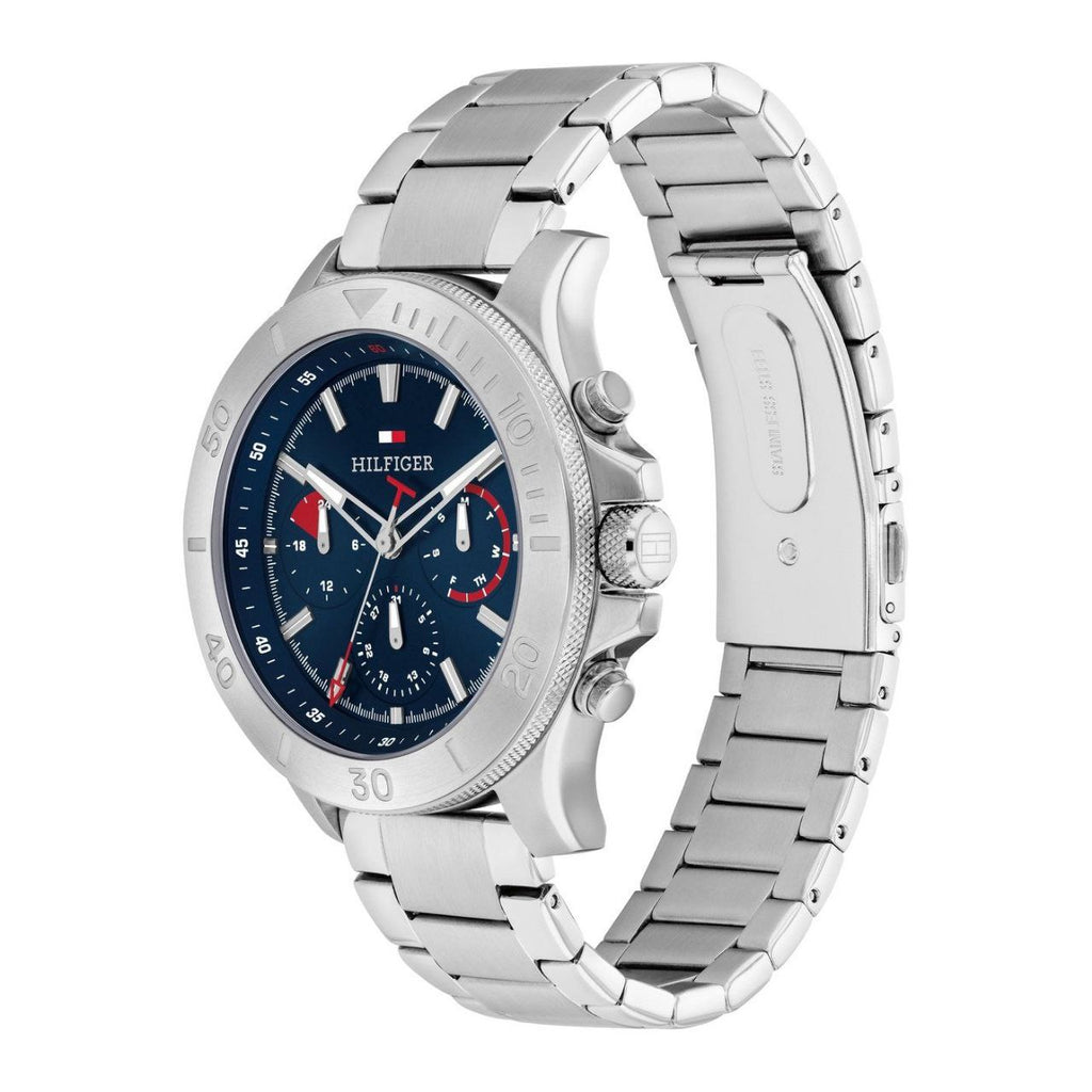 Tommy Hilfiger Men's Chronograph Blue Dial Green Bezel Dive Watch ⌚️🌊🟢