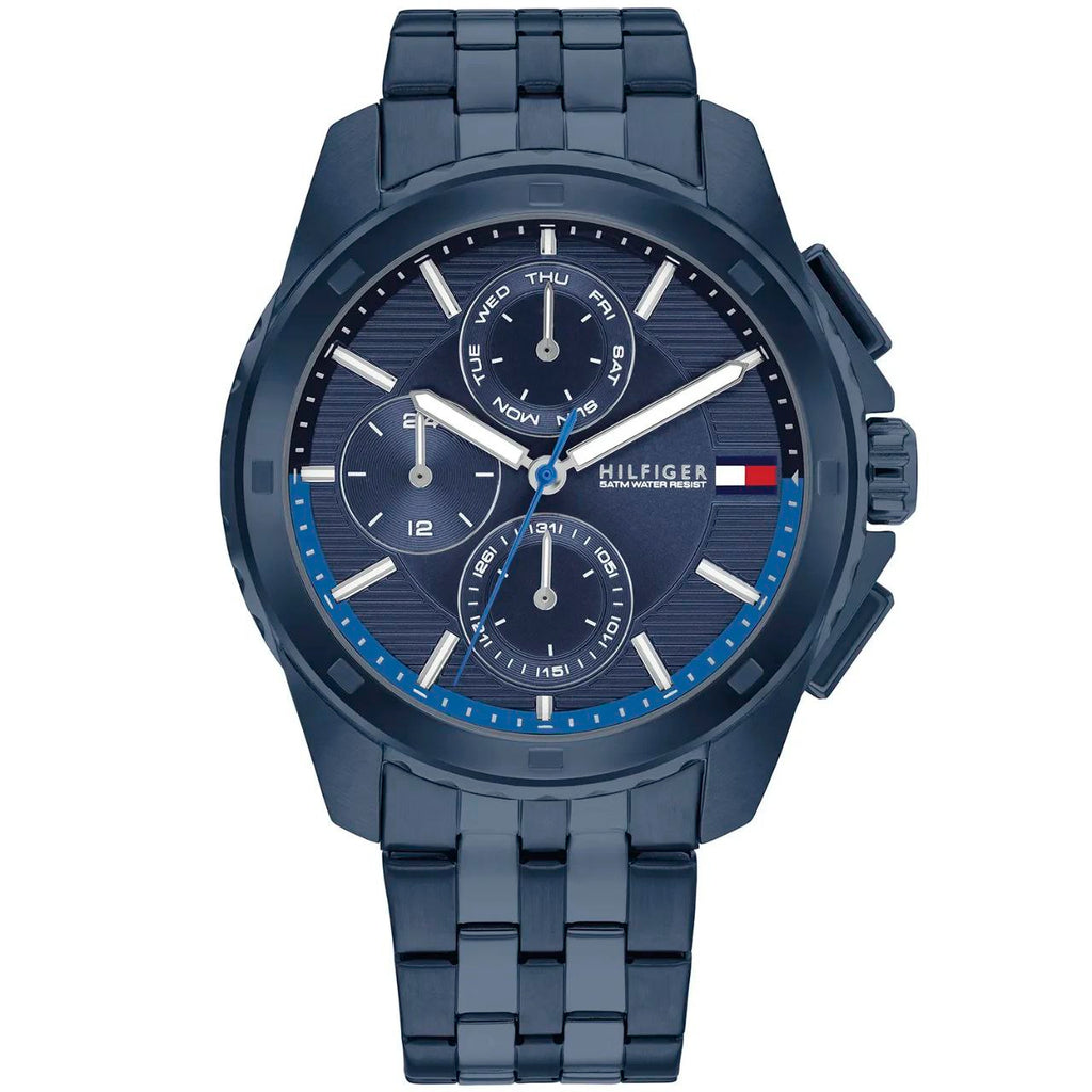 Tommy Hilfiger Men's Chronograph Watch Blue IP Finish Bracelet 💙⌚️⚓️