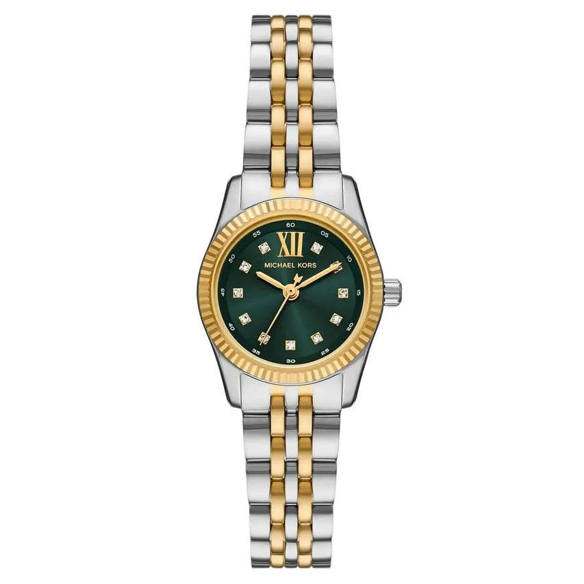 Michael Kors Lennox Two-Tone Green Dial Watch 💚✨🥂