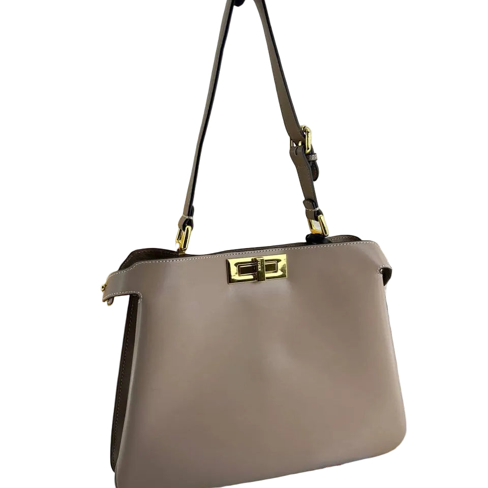Fendi Peekaboo Style Beige Leather Satchel 👜✨🌰