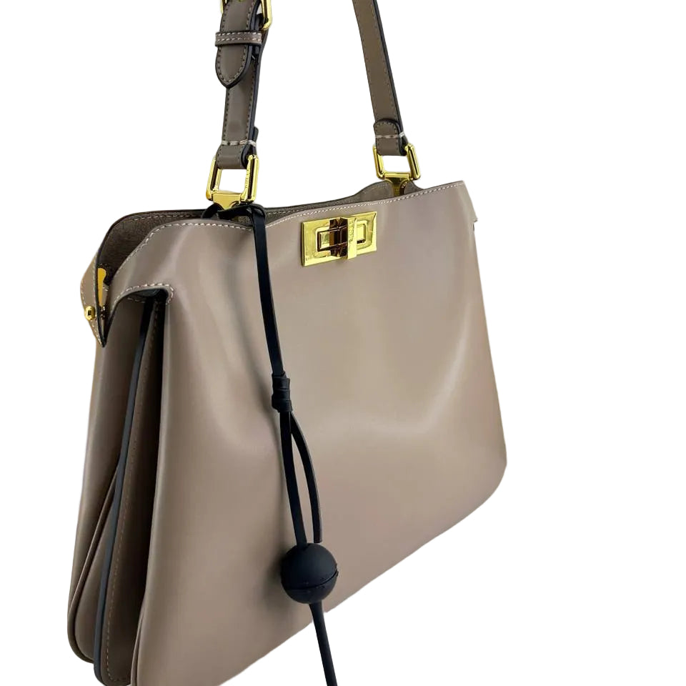 Fendi Peekaboo Style Beige Leather Satchel 👜✨🌰