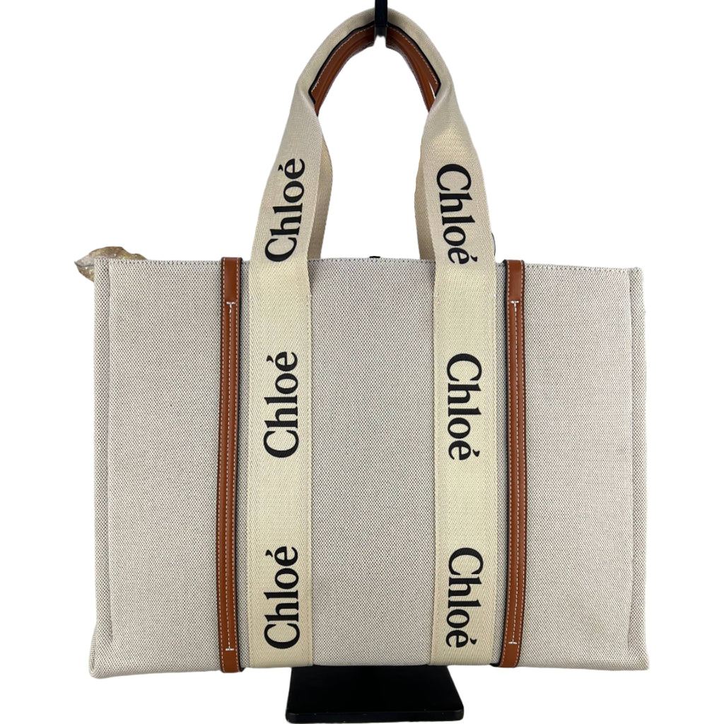 Chloé Woody Logo-Strap Canvas Tote Bag 🛍️🤍✨