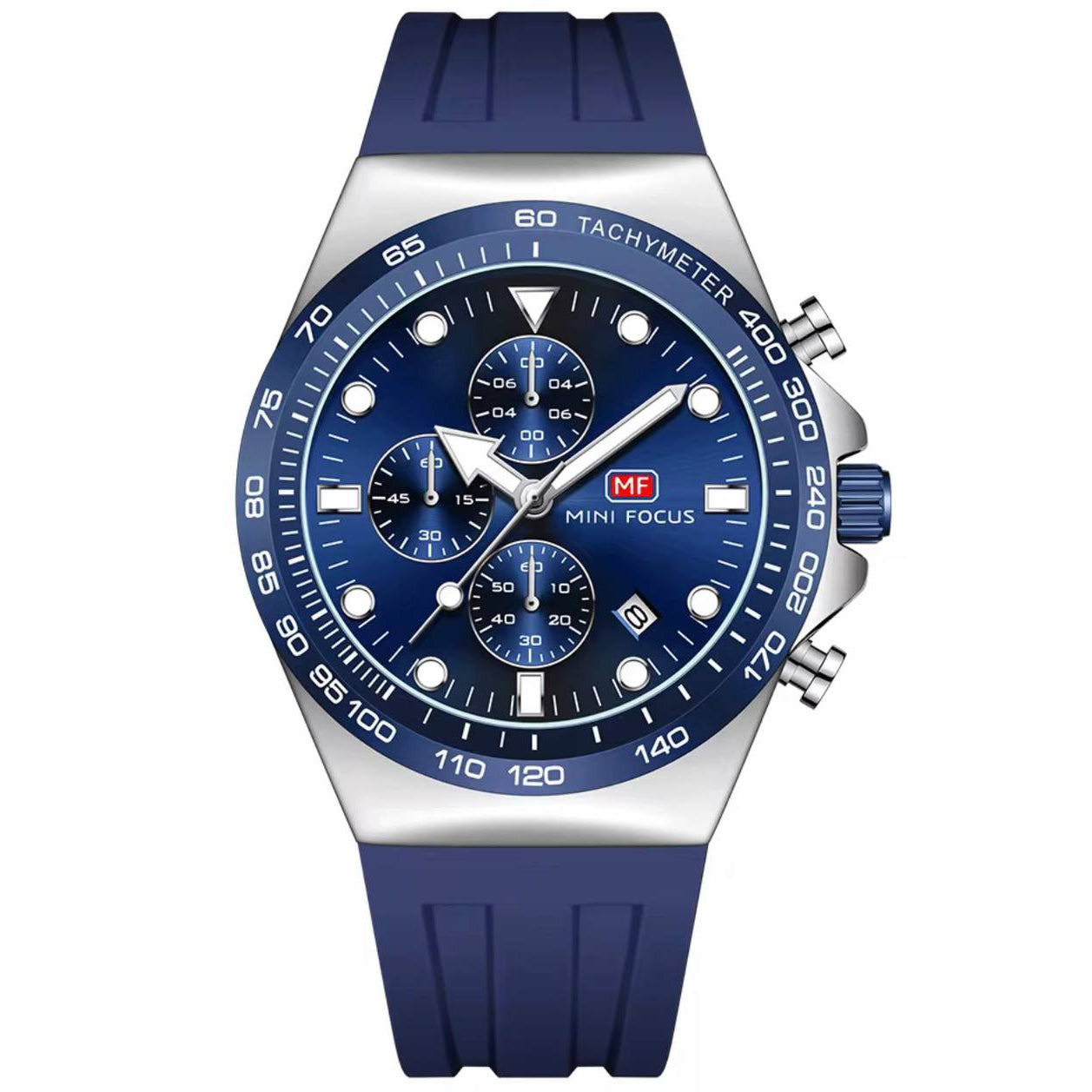 MINI FOCUS Men's Chronograph Watch with Blue Silicone Strap ⌚💙⚓