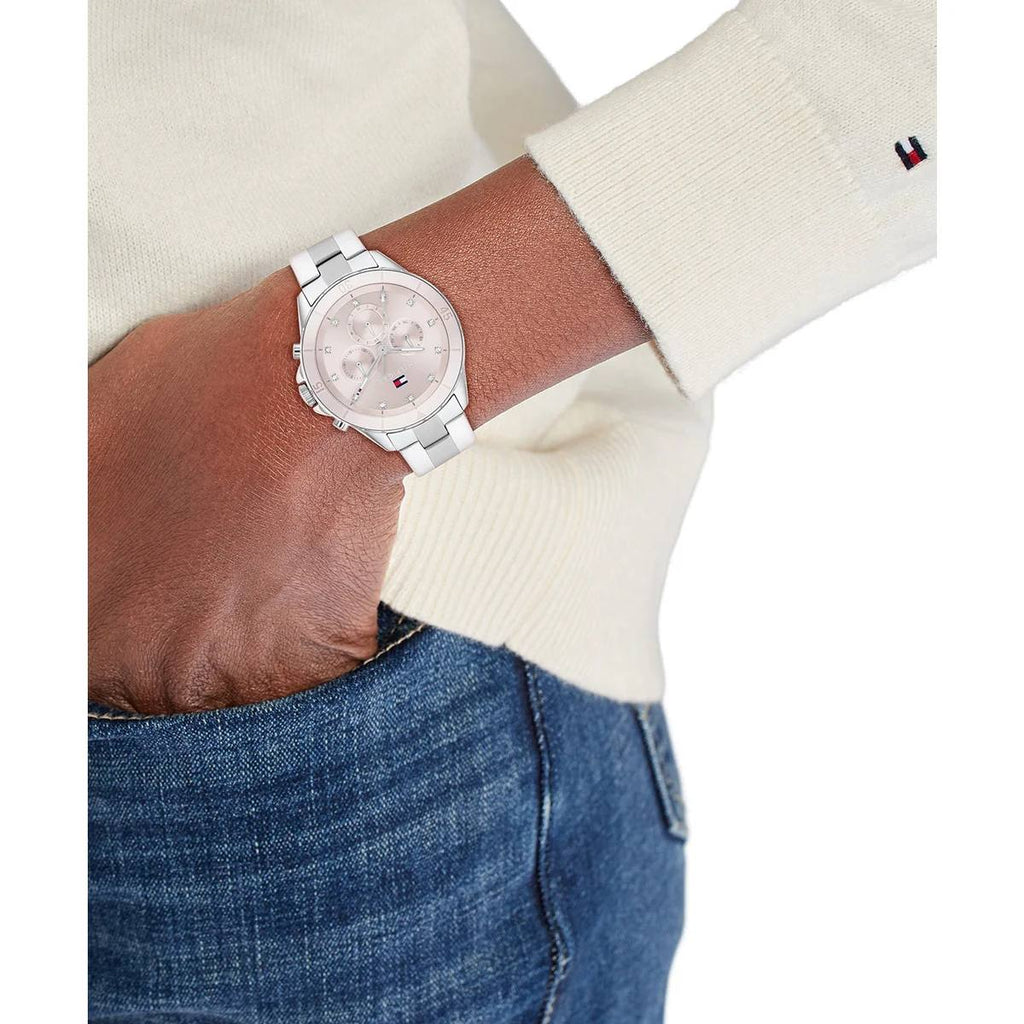 Tommy Hilfiger Women's Multi-Function Watch Pink Dial Crystal Accents 🌸💎✨
