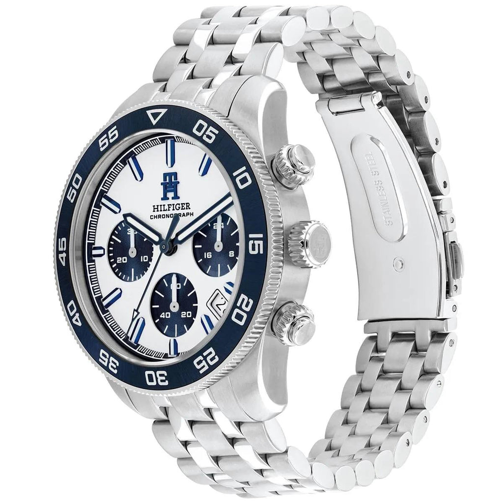 Tommy Hilfiger Men's Chronograph Watch Stainless Steel Blue Bezel ⌚💙✨