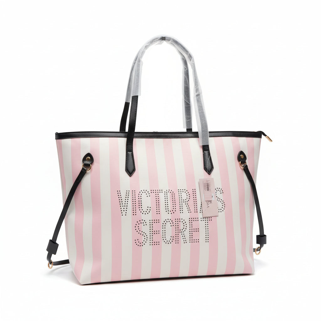 Victoria's Secret Pink Stripe Logo Reversible Tote Bag 🎀 chic spacious