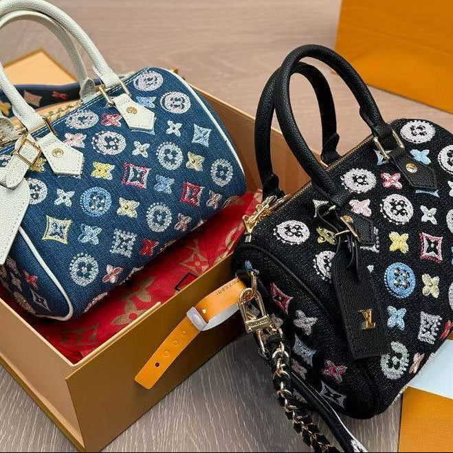 Louis Vuitton Speedy Bandoulière 20 Monogram Embellished Denim 💎👜✨