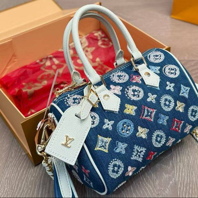 Louis Vuitton Speedy Bandoulière 20 Monogram Embellished Denim 💎👜✨