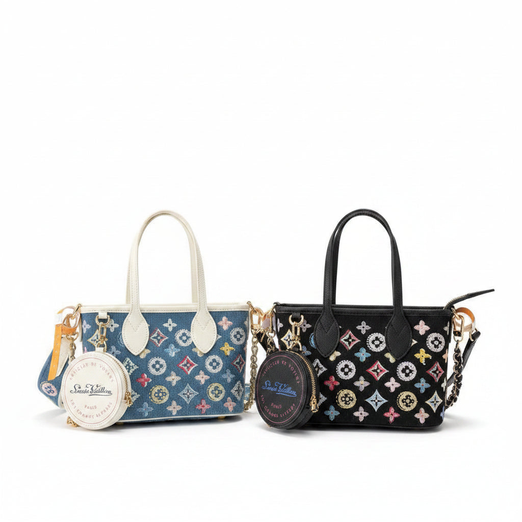 Louis Vuitton Monogram Denim Mini Tote with Multi-Color Embroidery 👜✨🎨