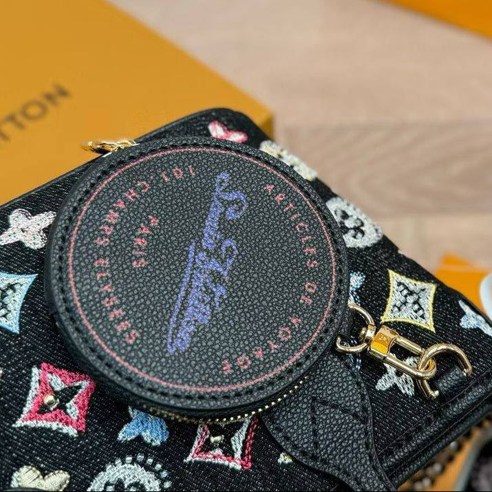 Louis Vuitton Monogram Denim Mini Tote with Multi-Color Embroidery 👜✨🎨