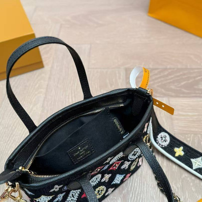 Louis Vuitton Monogram Denim Mini Tote with Multi-Color Embroidery 👜✨🎨