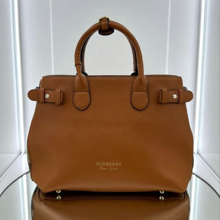 Burberry Blue Leather Canvas Handbag with Crossbody Strap 💙👜