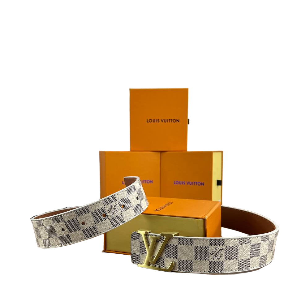 Louis Vuitton Damier Azur Initials Belt with Gold Buckle 🤍🏁⚜️