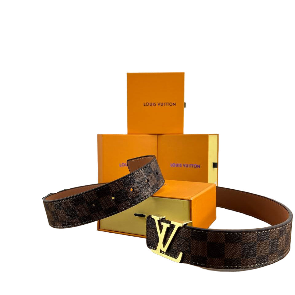 Louis Vuitton Damier Ebene Initials Belt with Gold Buckle 💼✨🤎