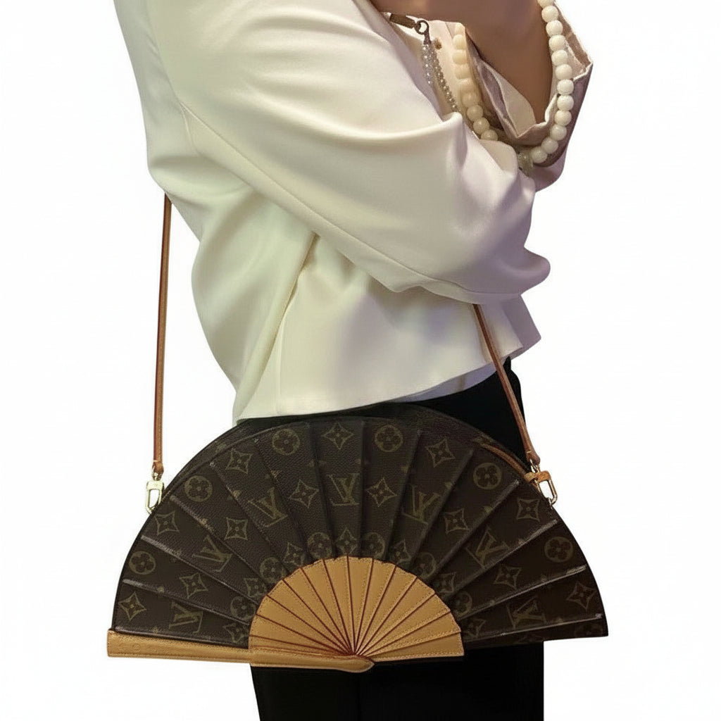 Louis Vuitton Fan Shaped Monogram Leather Handbag 👜✨🤎