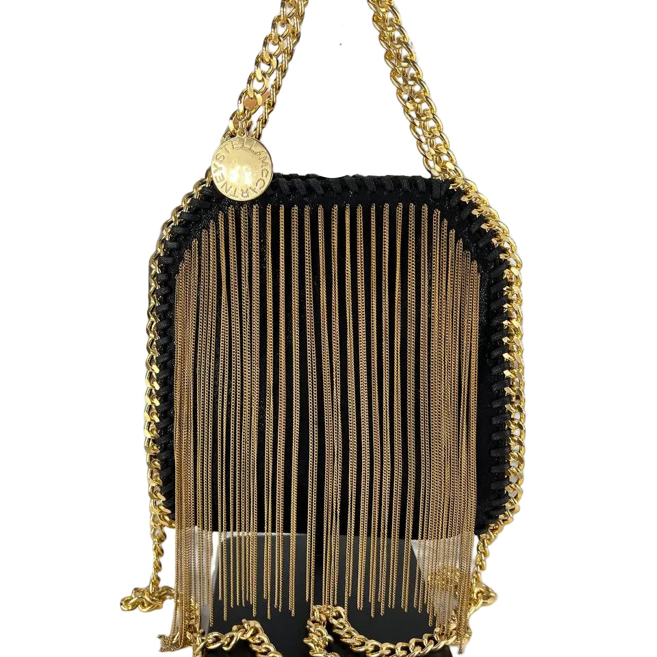 Stella McCartney Fringe Chain Shoulder Bag Gold Black ✨👜