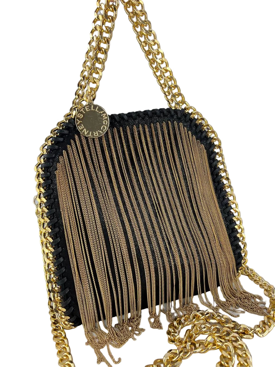 Stella McCartney Fringe Chain Shoulder Bag Gold Black ✨👜