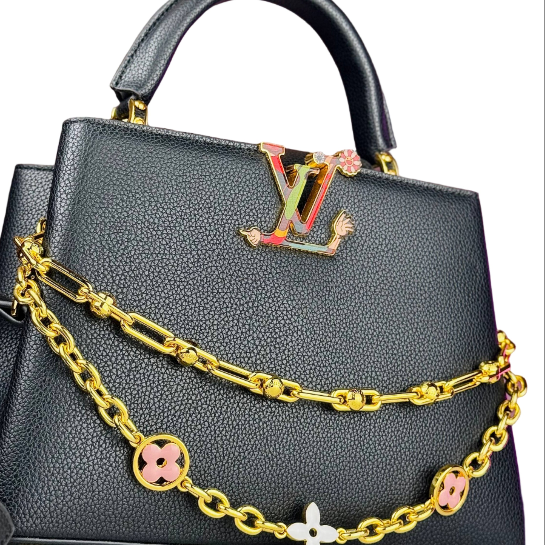 ⚫ Louis Vuitton Capucines Black Leather Top Handle Bag 💖