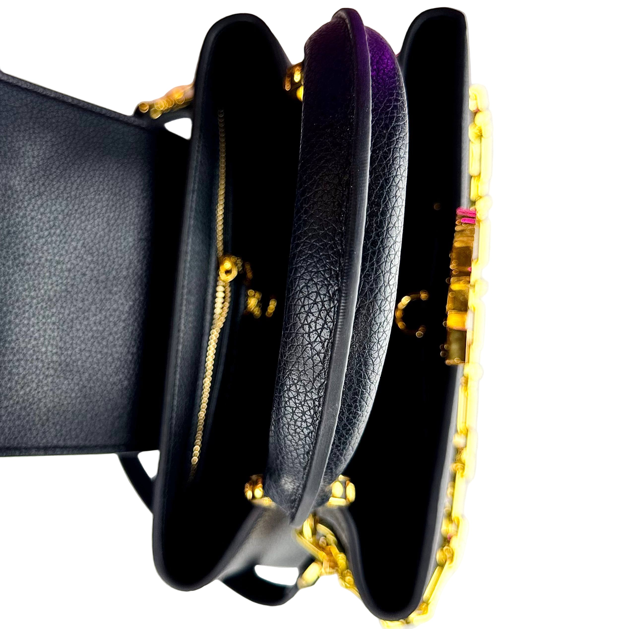 ⚫ Louis Vuitton Capucines Black Leather Top Handle Bag 💖