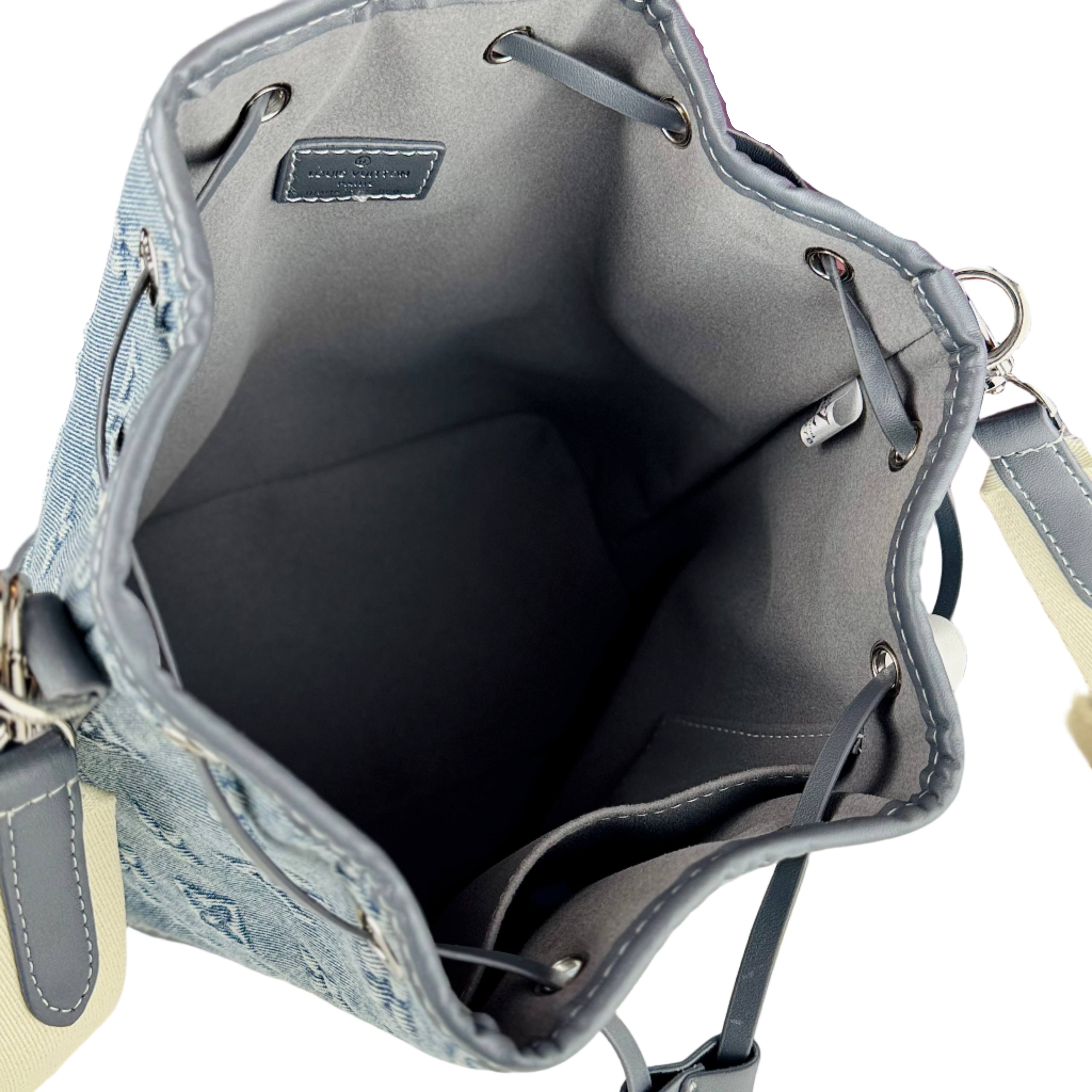💙 Louis Vuitton Denim Monogram Bucket Bag with Web Strap ✨