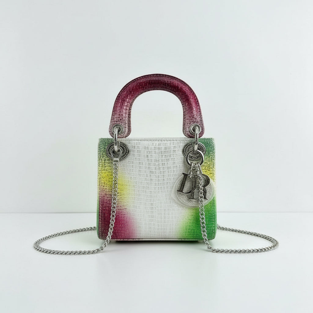 DIOR Mini Tote Bag White Multicolor Gradient Print 🎨💖✨