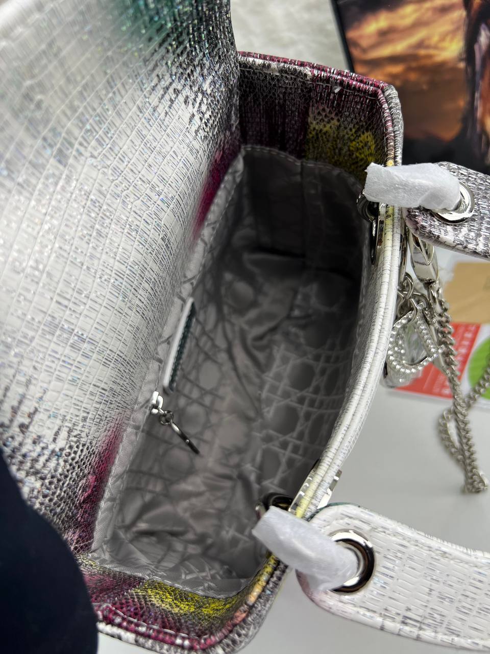 DIOR Mini Tote Bag White Multicolor Gradient Print 🎨💖✨