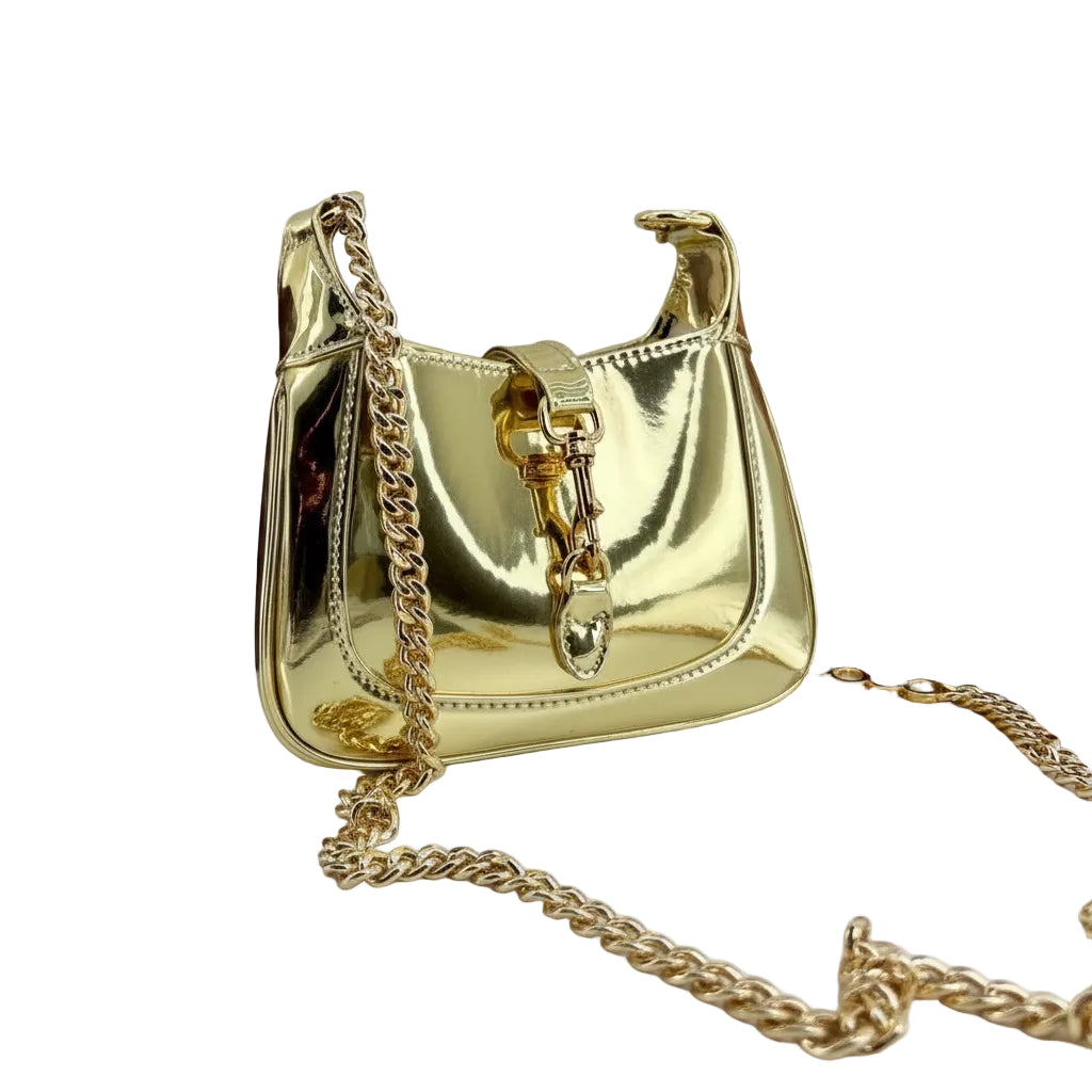 GUCCI Metallic Gold Mini Hobo Bag with Chain Strap ✨💛🔗