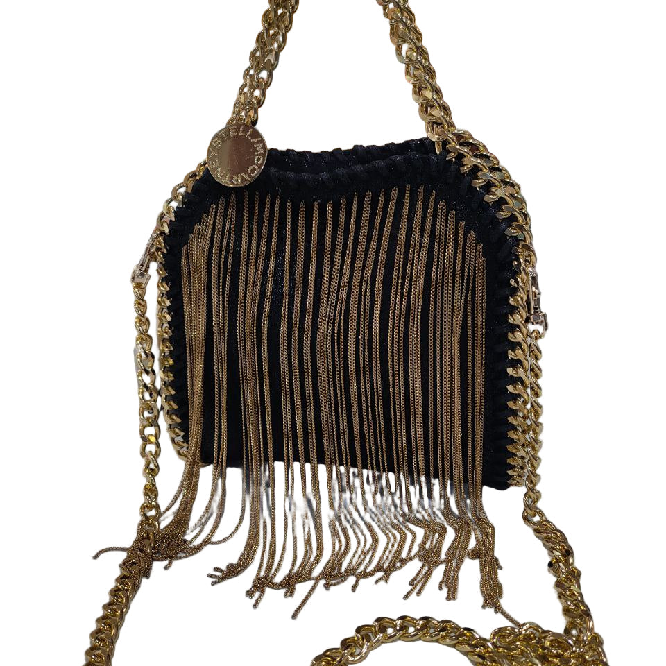 Gold Chain Fringe Velvet Crossbody Bag Black Statement 🖤⛓️✨