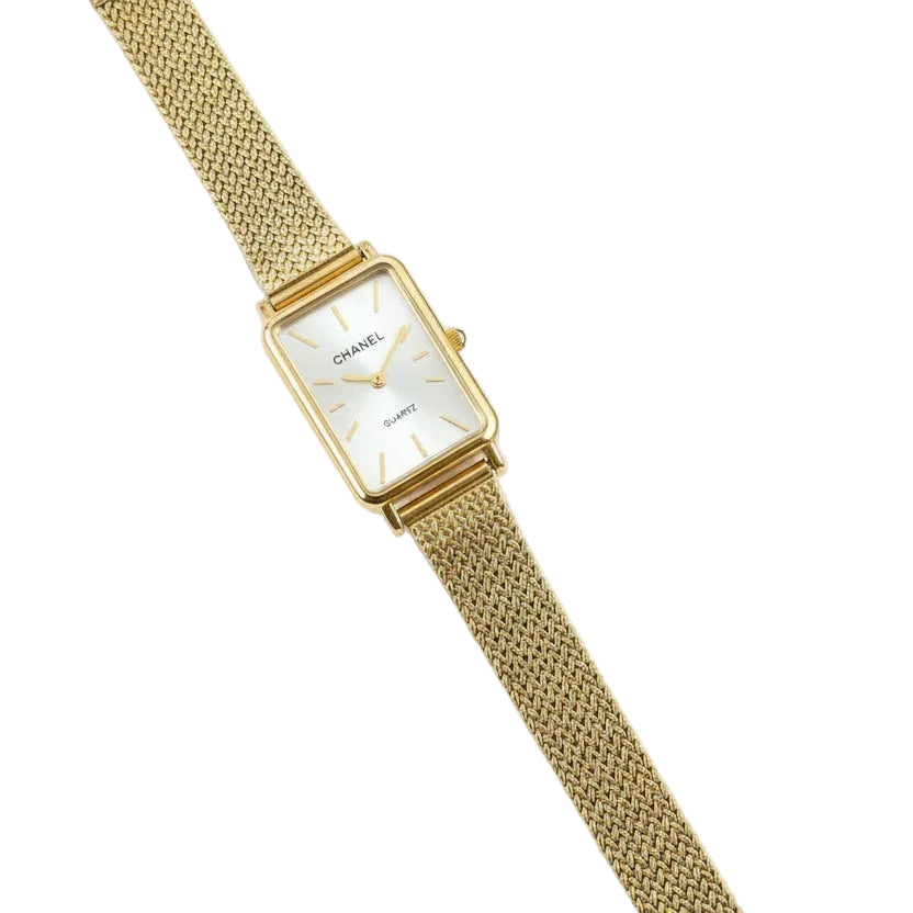 Chanel Rectangular Gold Mesh Bracelet Quartz Watch ✨⌛💛
