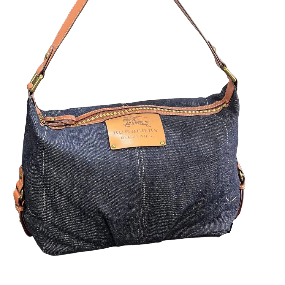 Burberry Blue Label Denim Hobo Bag with Leather Accents 👜✨💙
