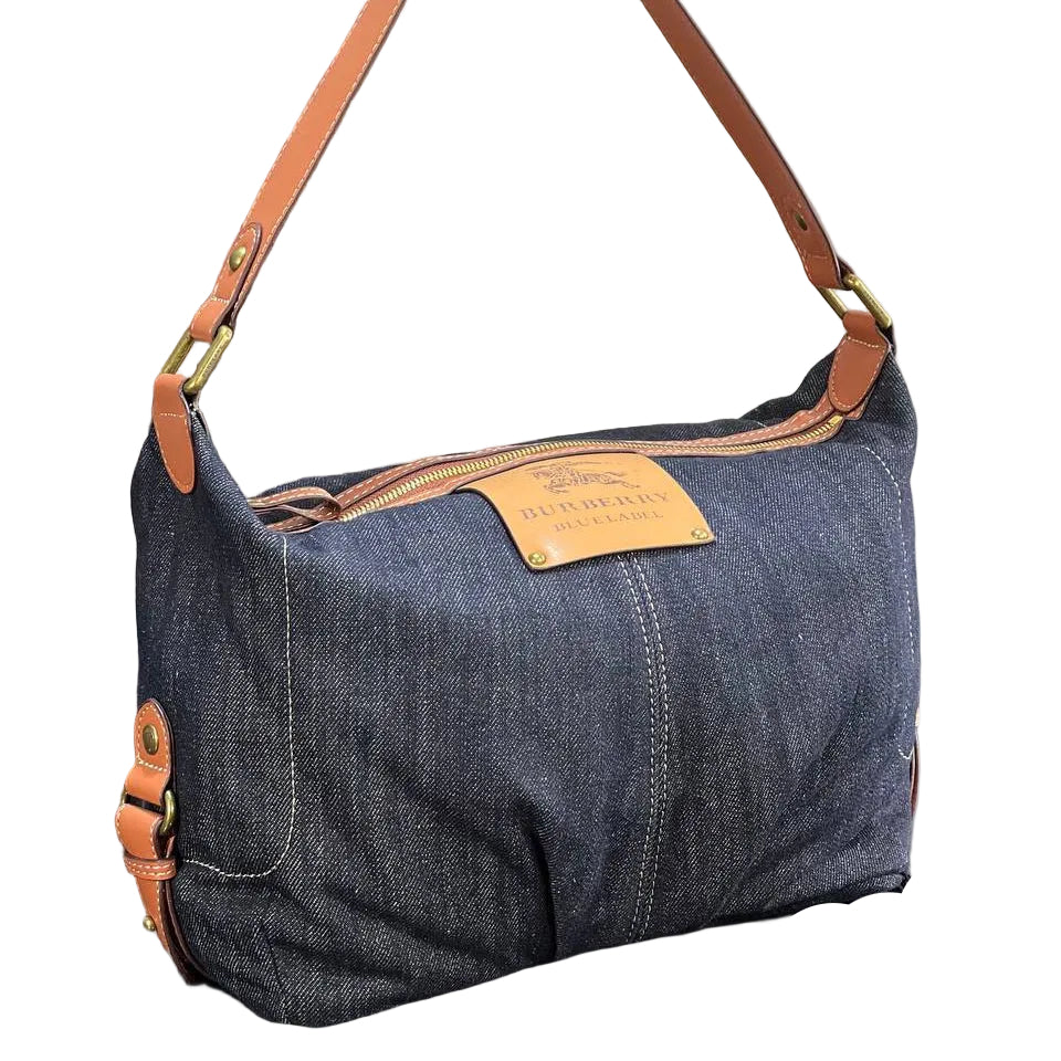 Burberry Blue Label Denim Hobo Bag with Leather Accents 👜✨💙