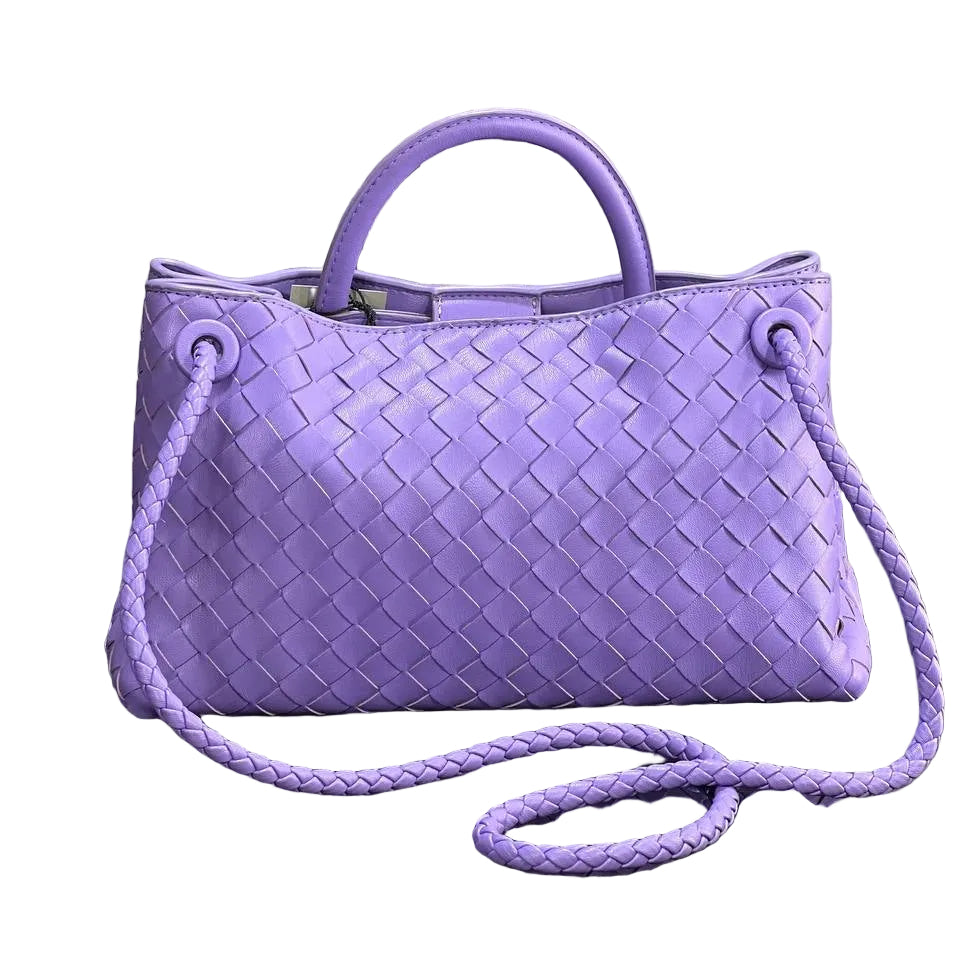 Bottega Veneta Style Intrecciato Weave Lavender Tote with Gold Knot Detail 💜👜✨