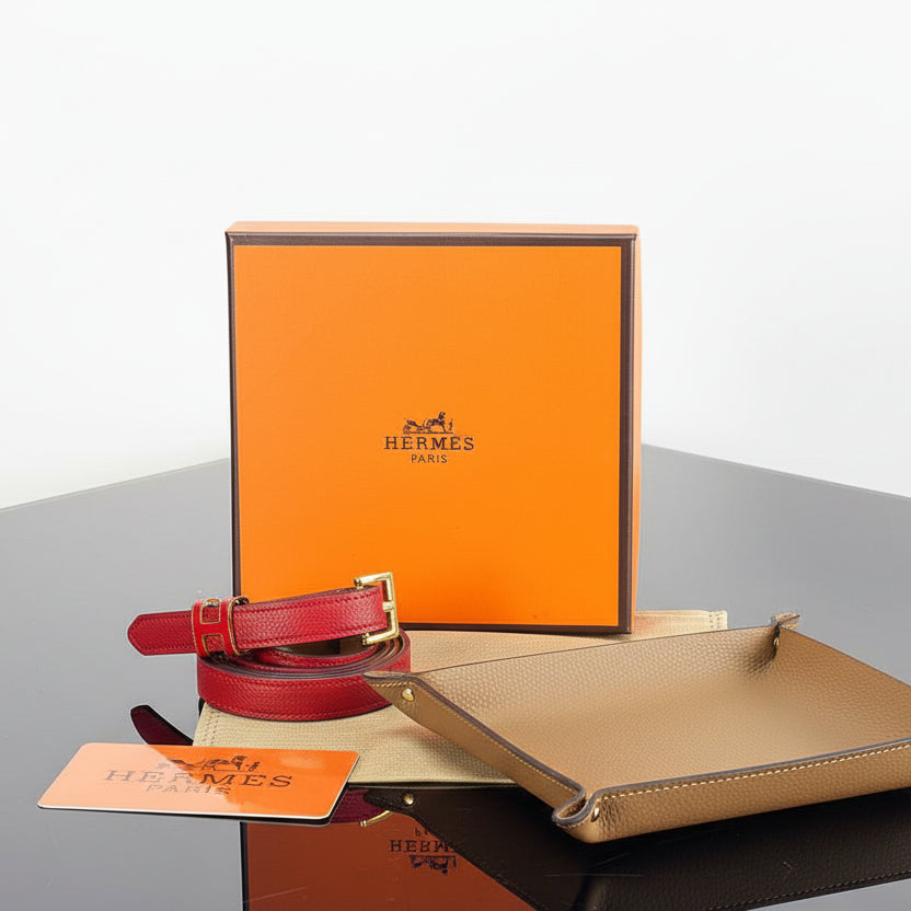 Hermès Epsom Leather Belt and Valet Tray Set 🍊✨💼