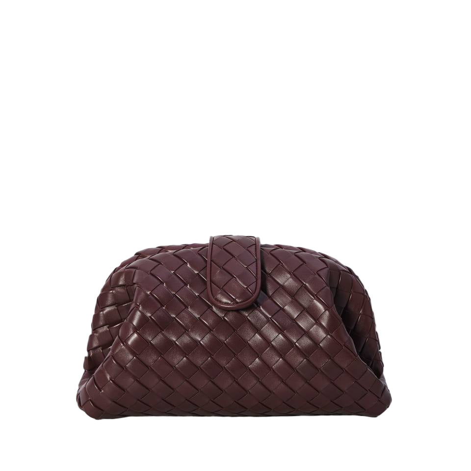 Woven Burgundy Shoulder Bag with Braided Chain Strap 🧶✨🍷