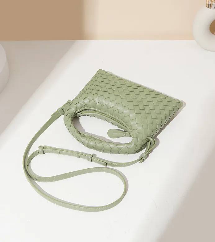 Woven Vegan Leather Crescent Crossbody Bag 👜🌿✨