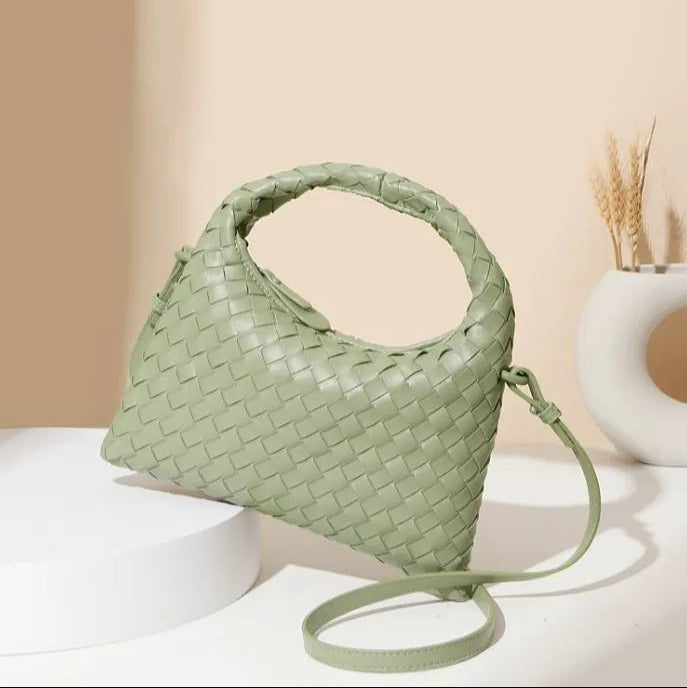 Woven Vegan Leather Crescent Crossbody Bag 👜🌿✨