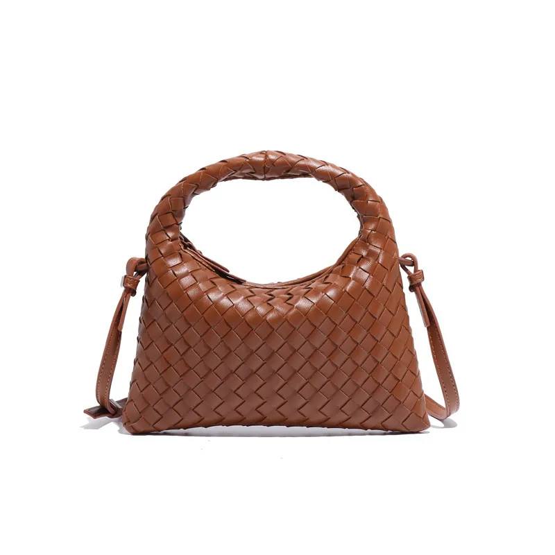 Woven Vegan Leather Crescent Crossbody Bag 👜🌿✨