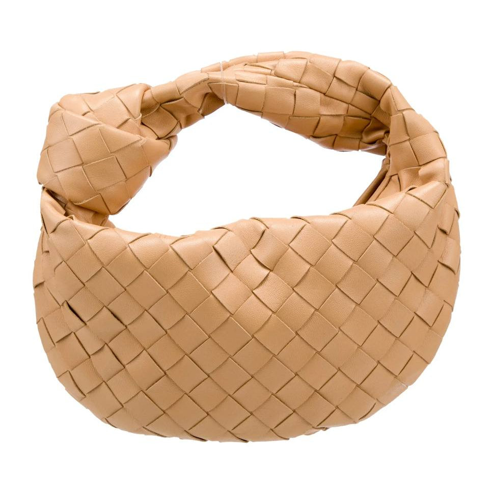 👜 Tan Woven Leather Jodie Hobo Bag with Knot Detail 🧡