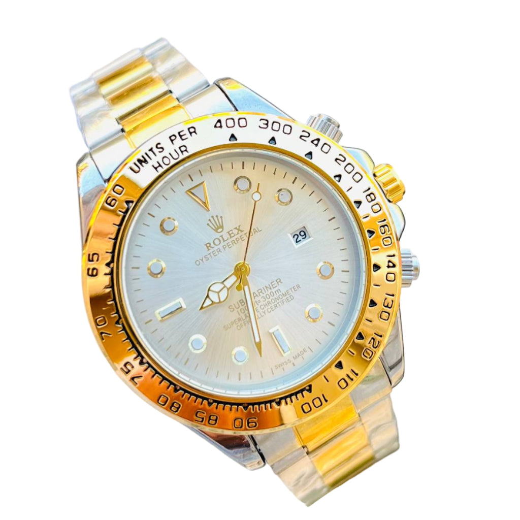 Rolex-Style Two-Tone Gold & Silver Chronograph Watch 👑🌟⌚️