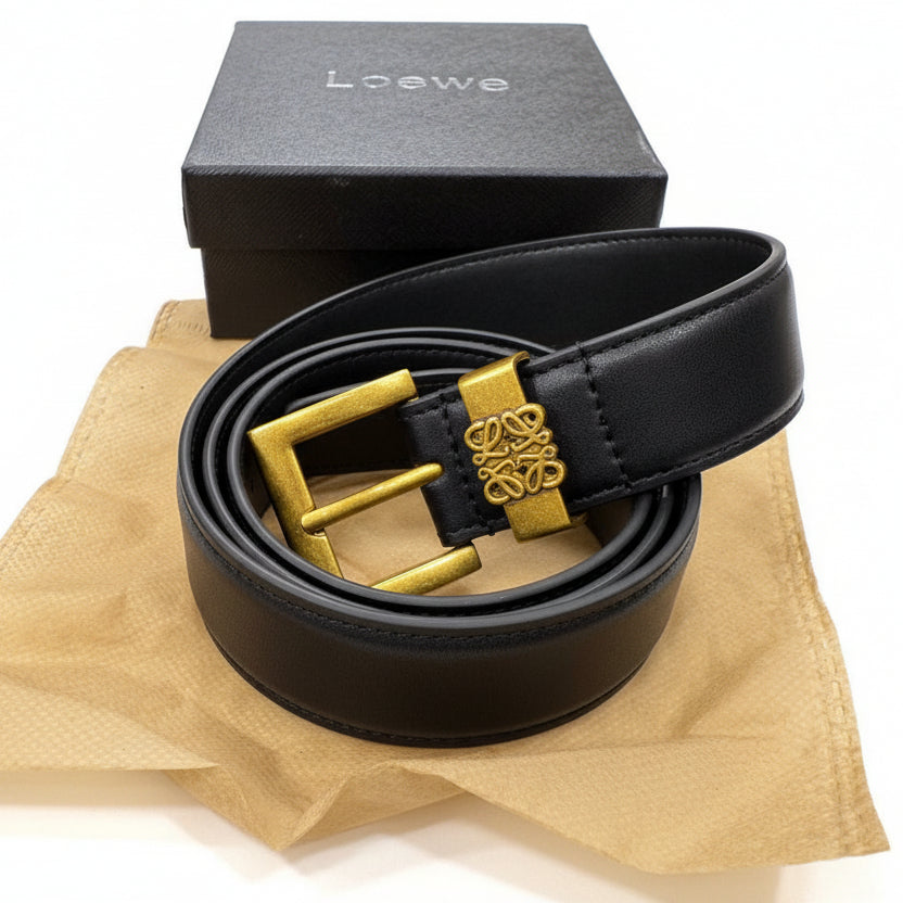 Loewe Anagram Buckle Black Leather Belt 🌟✨💼