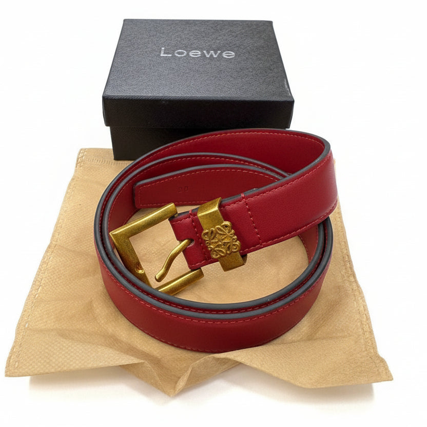 Loewe Red Leather Belt with Anagram Logo Buckle 🌹✨👠