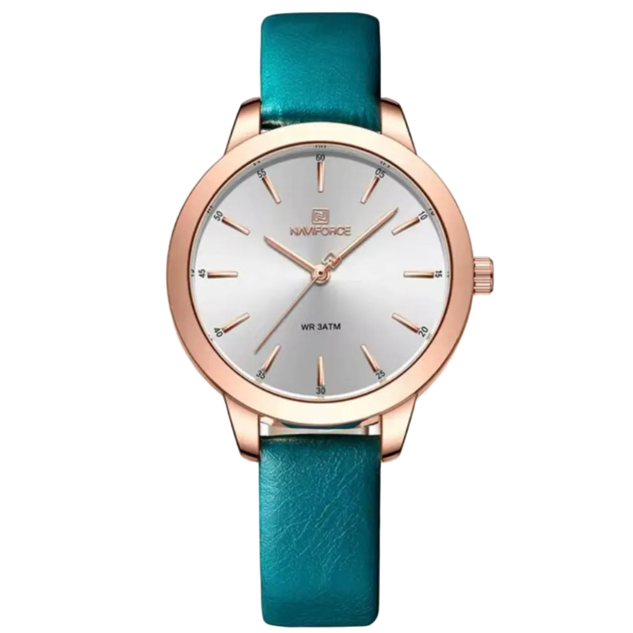 Naviforce Elegant Rose Gold Women's Watch with Emerald Leather Strap ⌚✨💎