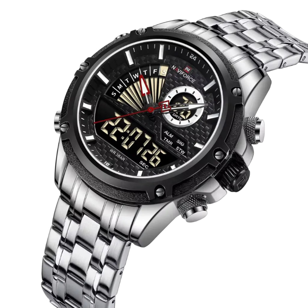 NAVIFORCE Dual Display Sports Watch with Carbon Fiber Texture ⌚️🥈🦾