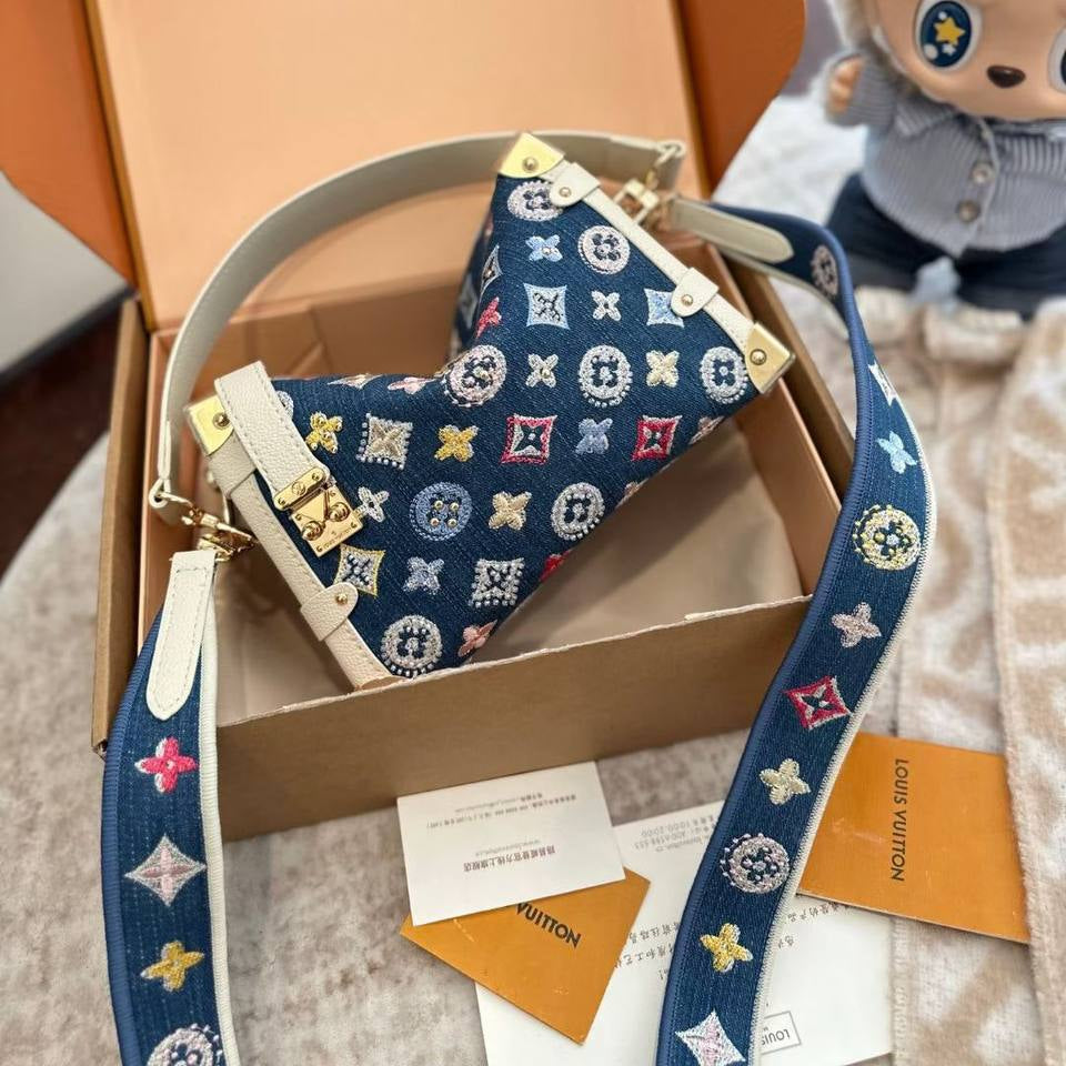 Louis Vuitton Petite Malle Denim Crossbody Bag ✨👜💎