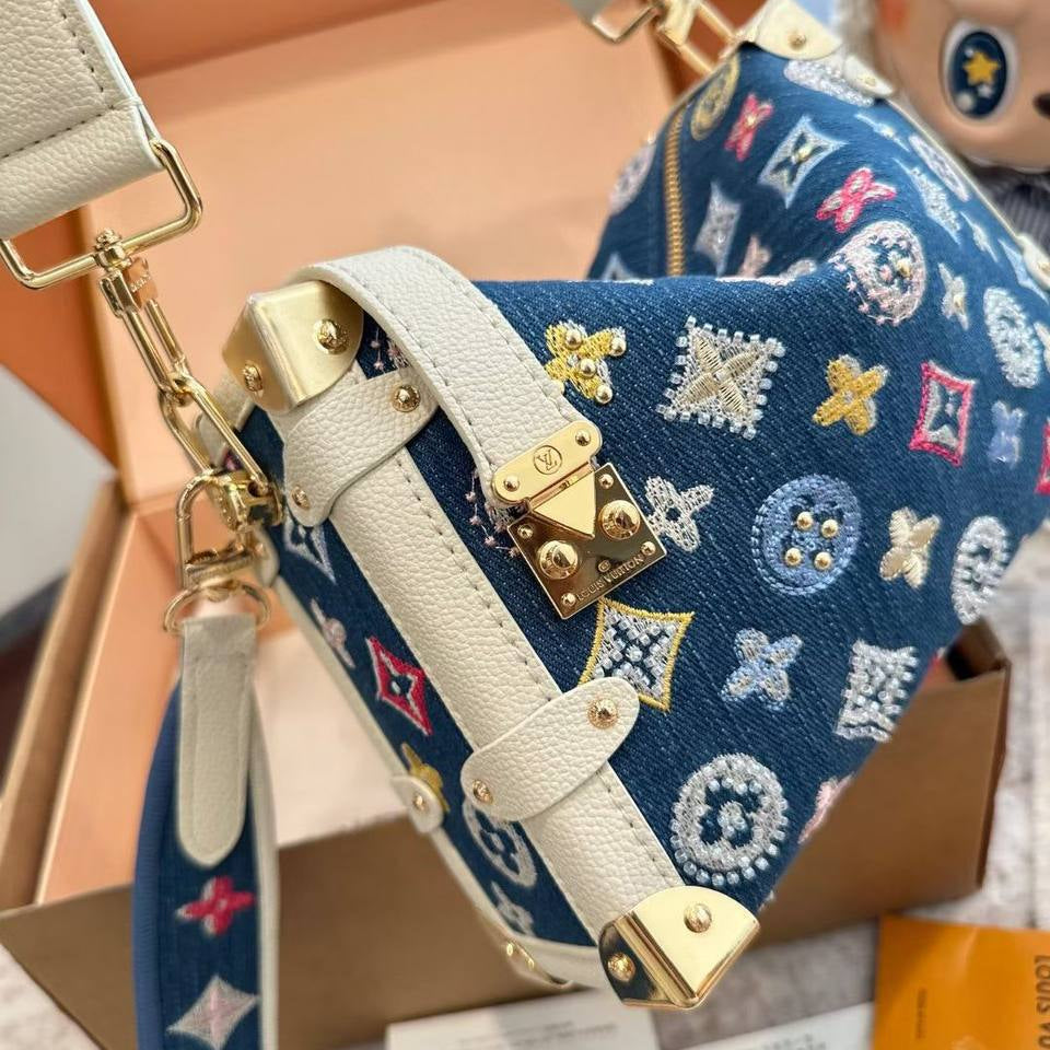 Louis Vuitton Petite Malle Denim Crossbody Bag ✨👜💎